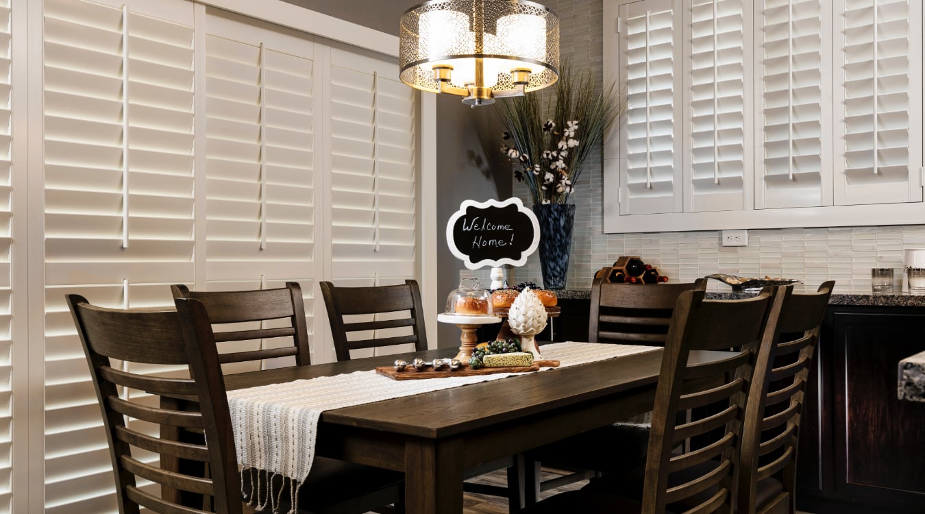 Bypass shutters in a dining room